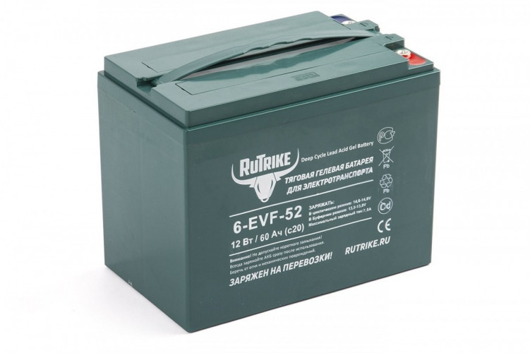 Тяговый гелевый аккумулятор RuTrike 6-EVF-52A (12V52A/H C3) в Краснодаре