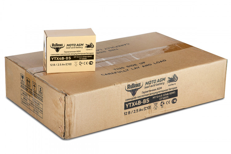 Аккумулятор стартерный для мототехники Rutrike YTX4B-BS (12V/2,5Ah) в Краснодаре