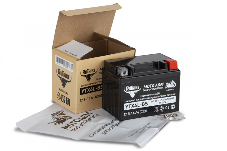 Аккумулятор стартерный для мототехники Rutrike YTX4L-BS (12V/4Ah) в Краснодаре
