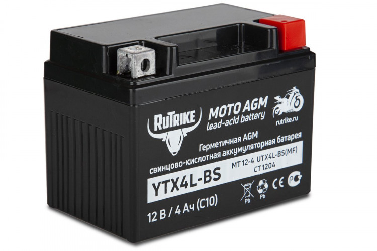 Аккумулятор стартерный для мототехники Rutrike YTX4L-BS (12V/4Ah) в Краснодаре