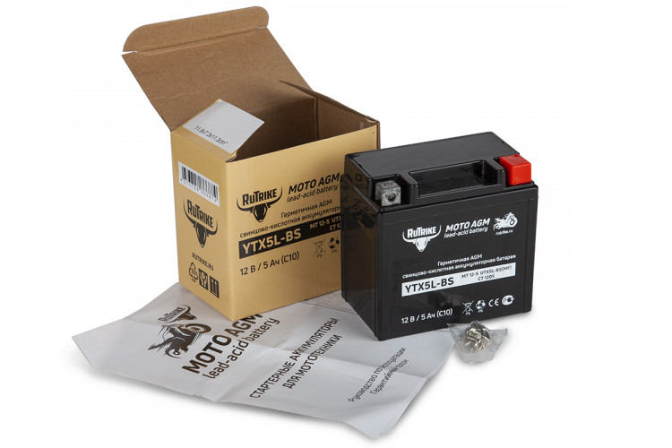 Аккумулятор стартерный для мототехники Rutrike YTX5L-BS (12V/5Ah) в Краснодаре