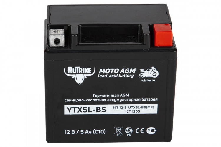 Аккумулятор стартерный для мототехники Rutrike YTX5L-BS (12V/5Ah) в Краснодаре