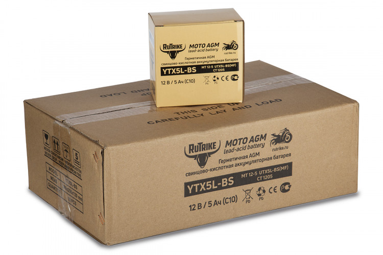 Аккумулятор стартерный для мототехники Rutrike YTX5L-BS (12V/5Ah) в Краснодаре