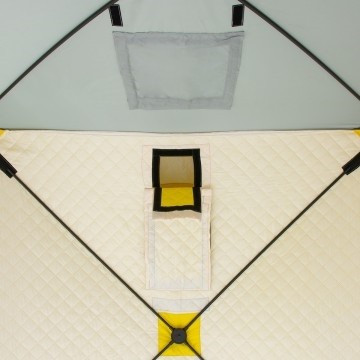 Палатка для рыбалки Helios утепл.Куб 1,5х1,5 желтый/серый в Краснодаре