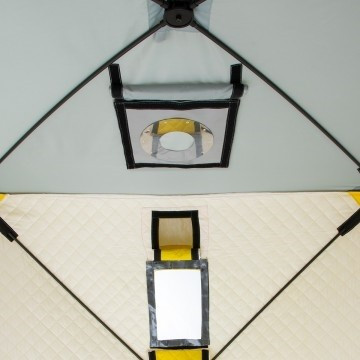 Палатка для рыбалки Helios утепл.Куб 1,5х1,5 желтый/серый в Краснодаре