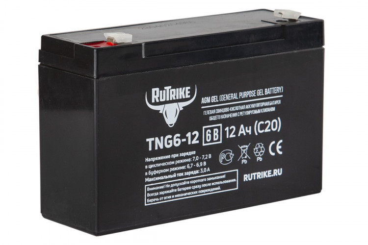 Тяговый гелевый аккумулятор RuTrike TNG 6-12 (6V12A/H C20) в Краснодаре