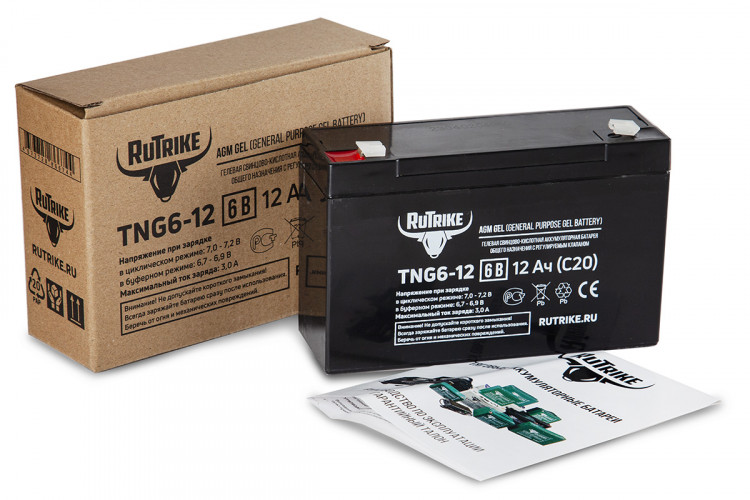 Тяговый гелевый аккумулятор RuTrike TNG 6-12 (6V12A/H C20) в Краснодаре