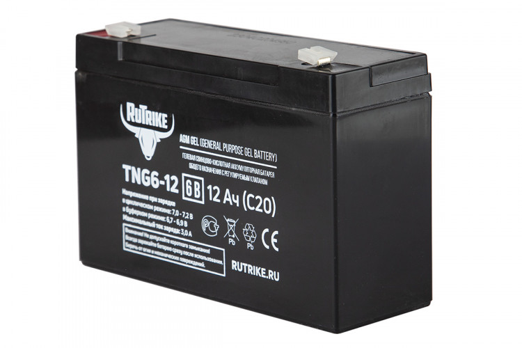 Тяговый гелевый аккумулятор RuTrike TNG 6-12 (6V12A/H C20) в Краснодаре