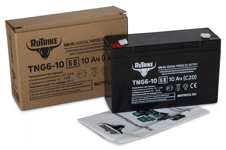 Тяговый гелевый аккумулятор RuTrike TNG 6-10 (6V10A/H C20) в Краснодаре