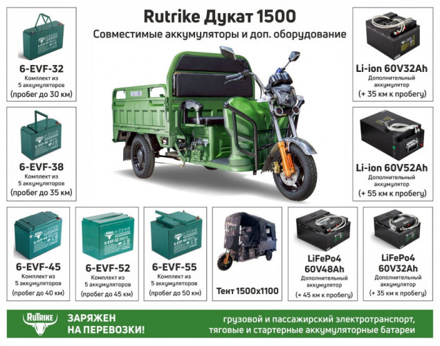 Грузовой электрический трицикл RuTrike Дукат 1500 в Краснодаре