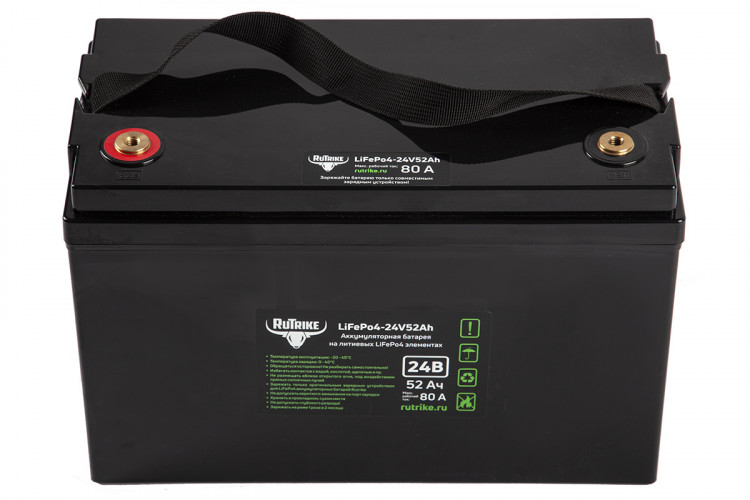 Тяговый железо-фосфатный аккумулятор RuTrike LiFePO4 24V52Ah (80A) в Краснодаре
